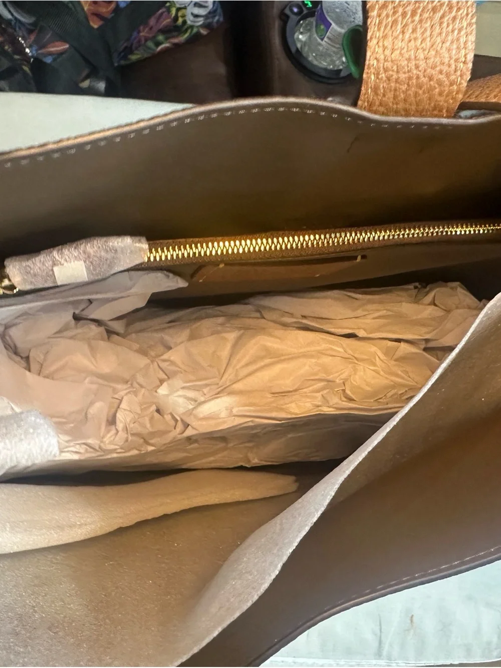 NWT Coach Taupe Brown Pebbled Leather Shoulder Bag with Gold Hardware - Picture 10 of 13